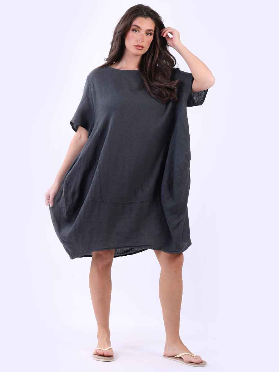 Plus Size Linen Lagenlook Midi Swing Dress