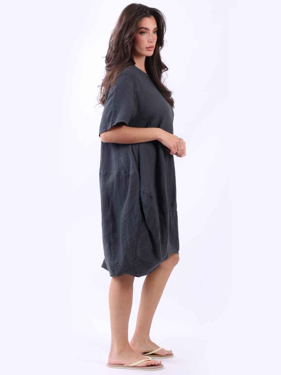 Plus Size Linen Lagenlook Midi Swing Dress