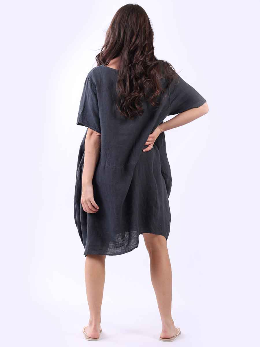 Plus Size Linen Lagenlook Midi Swing Dress