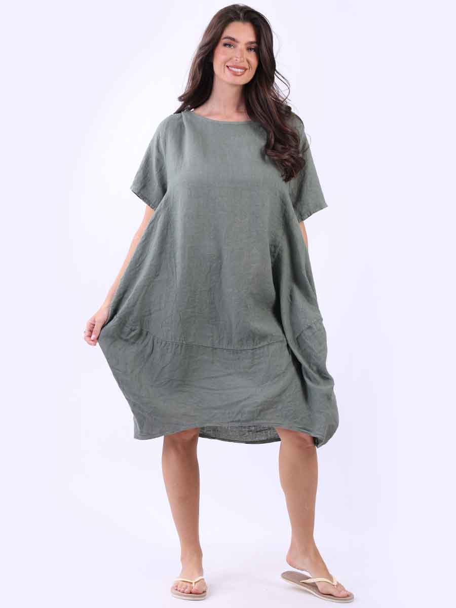 Plus Size Linen Lagenlook Midi Swing Dress