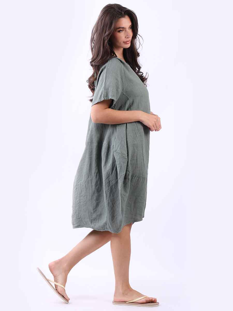 Plus Size Linen Lagenlook Midi Swing Dress