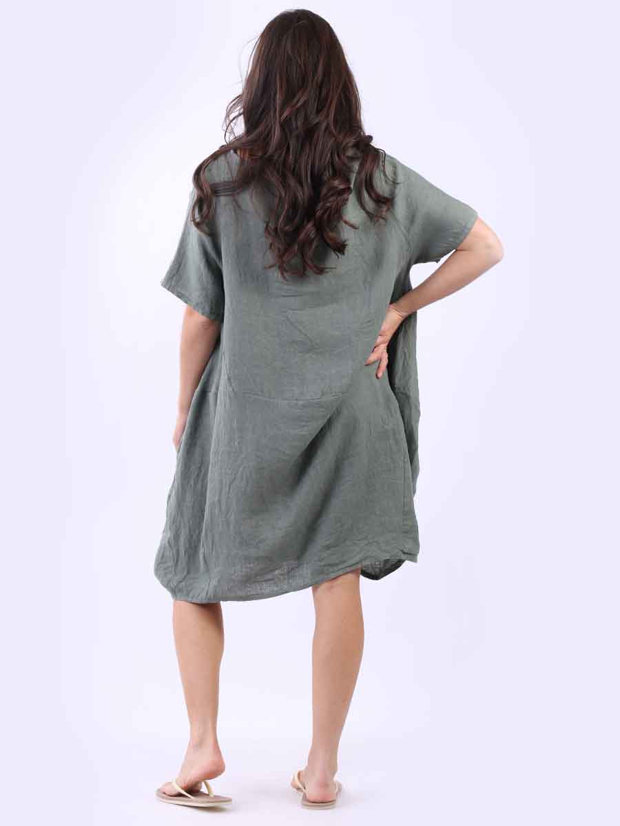 Plus Size Linen Lagenlook Midi Swing Dress