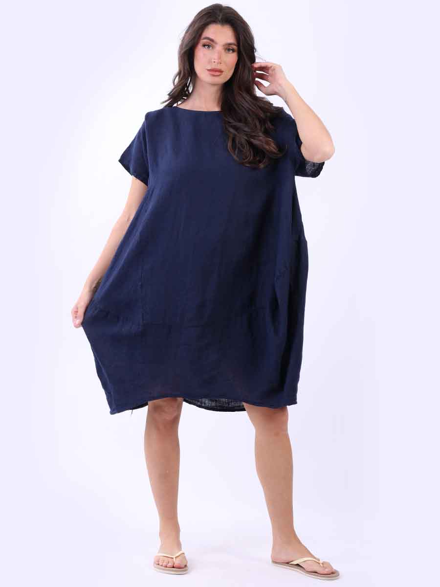 Plus Size Linen Lagenlook Midi Swing Dress