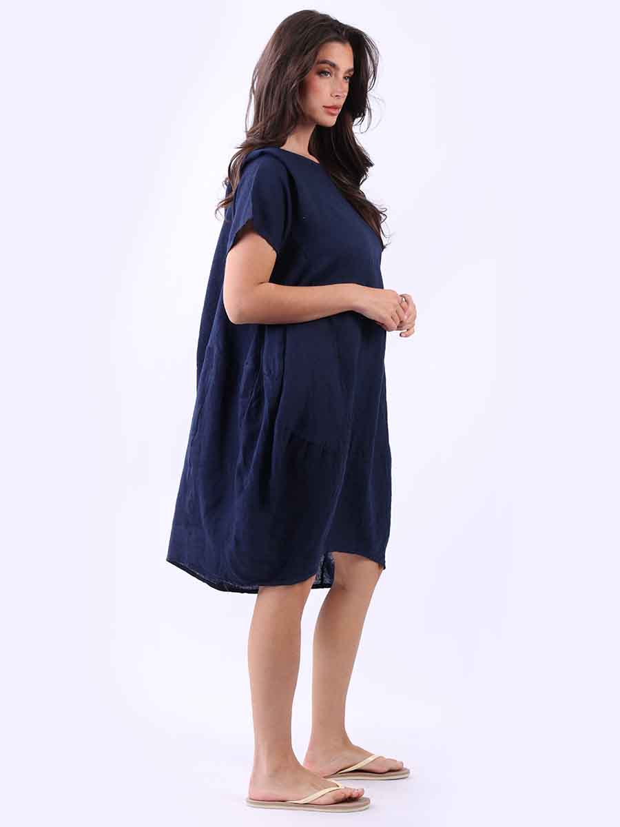 Plus Size Linen Lagenlook Midi Swing Dress