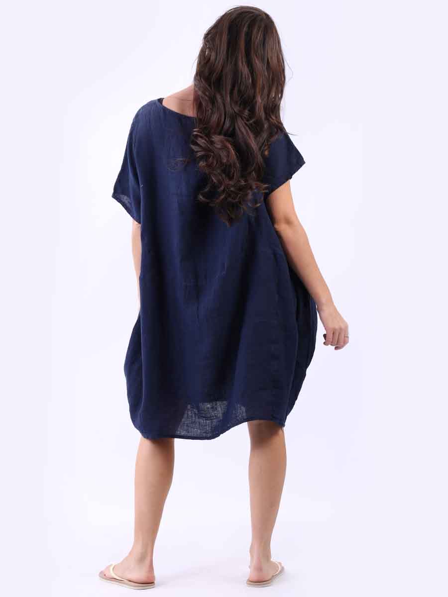 Plus Size Linen Lagenlook Midi Swing Dress