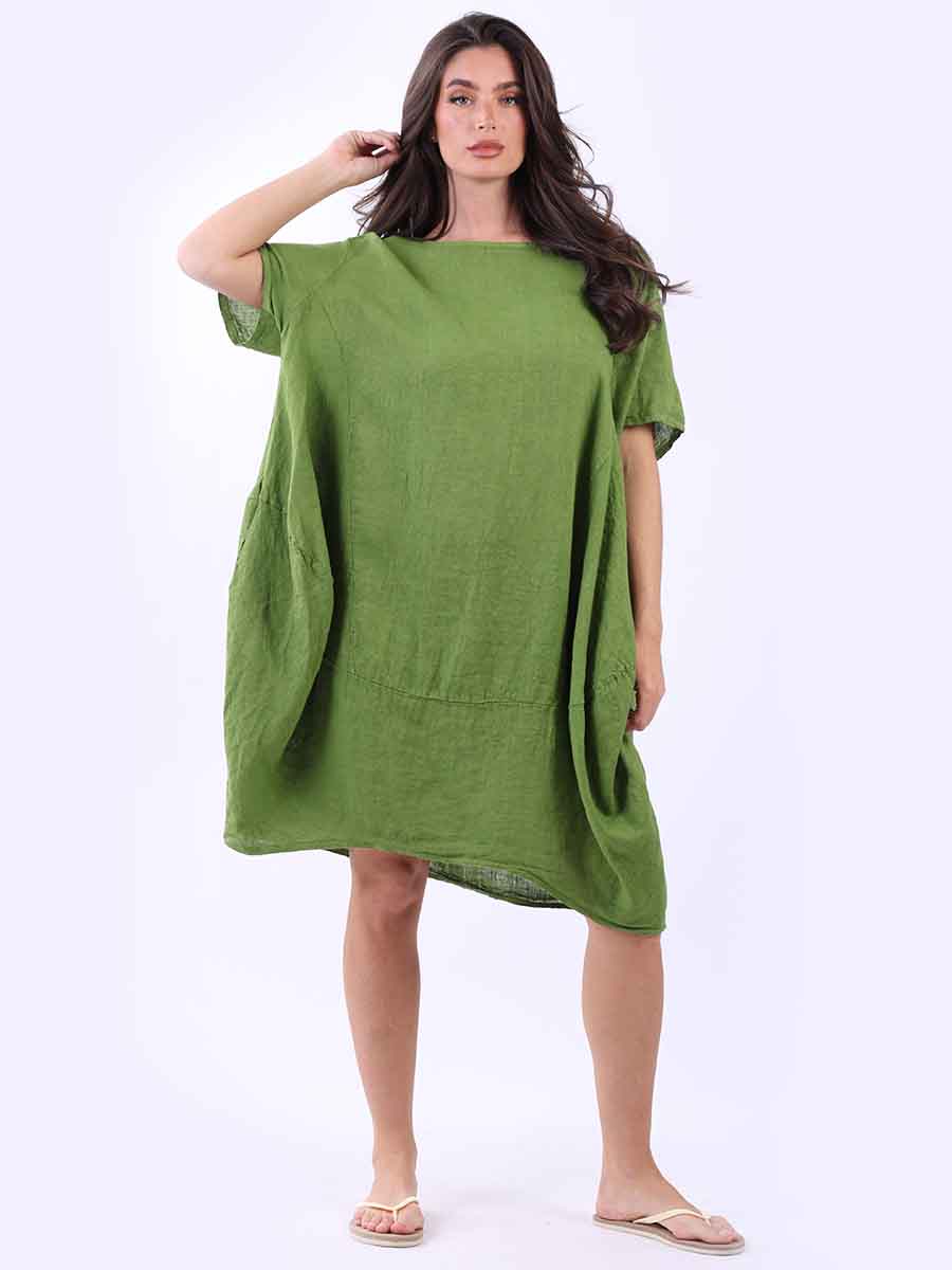 Plus Size Linen Lagenlook Midi Swing Dress