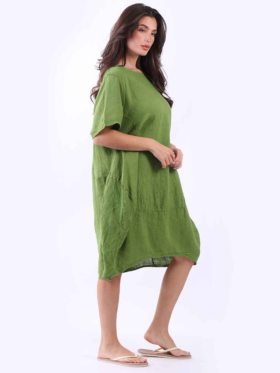 Plus Size Linen Lagenlook Midi Swing Dress
