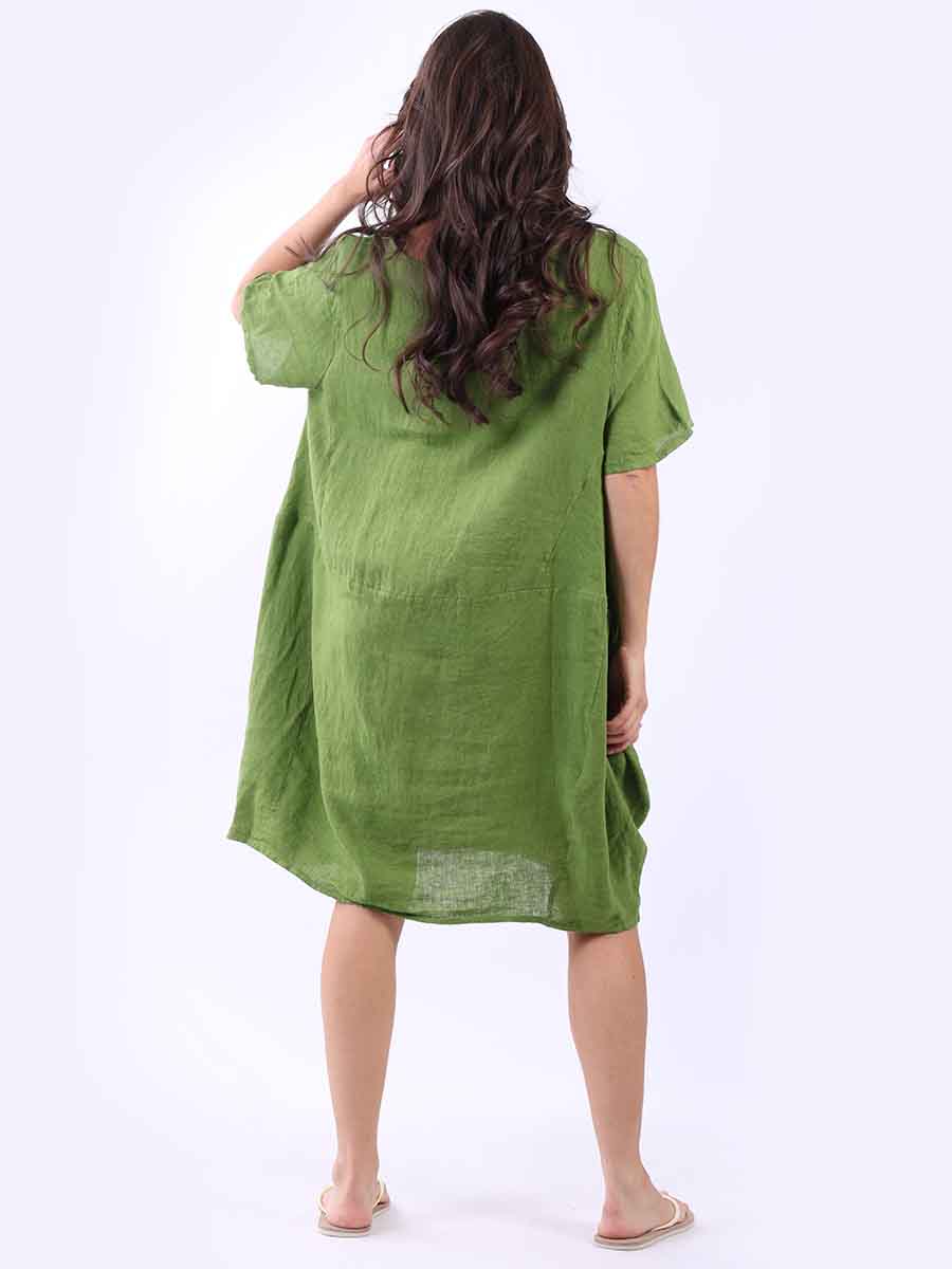 Plus Size Linen Lagenlook Midi Swing Dress