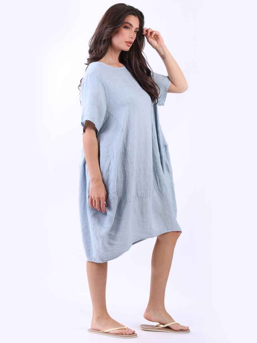 Plus Size Linen Lagenlook Midi Swing Dress