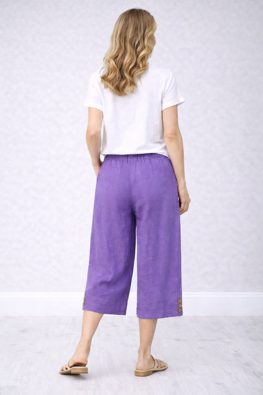 Ladies Plain Linen Crop Pants