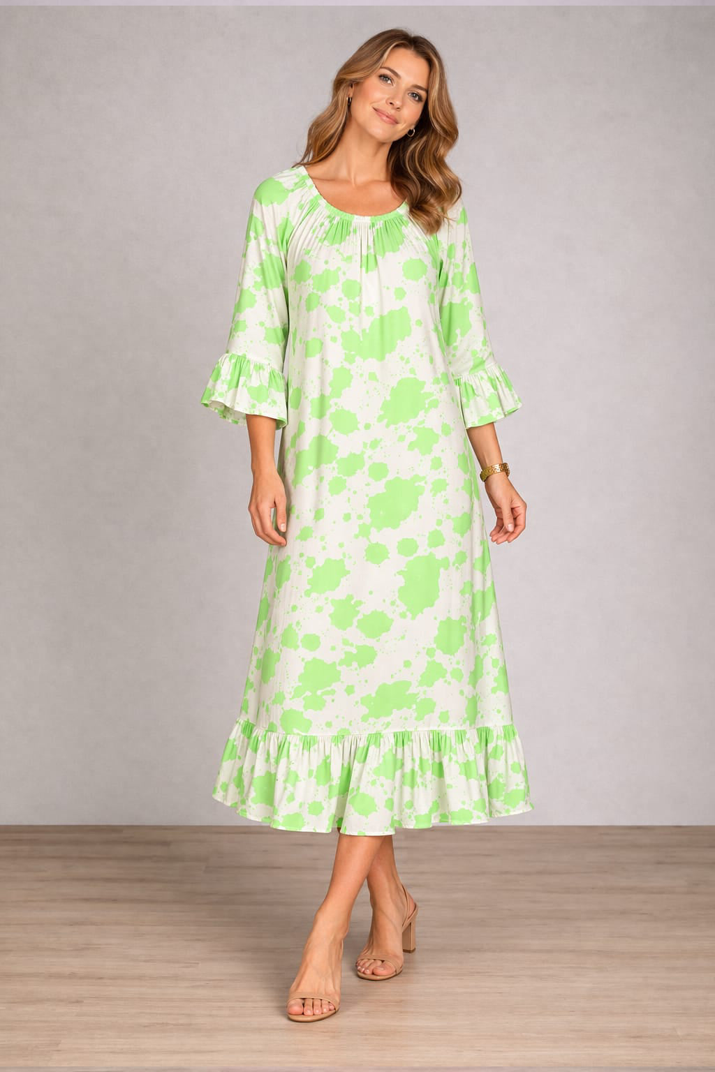 Plus Size Digital Print Lagenlook Maxi Dress