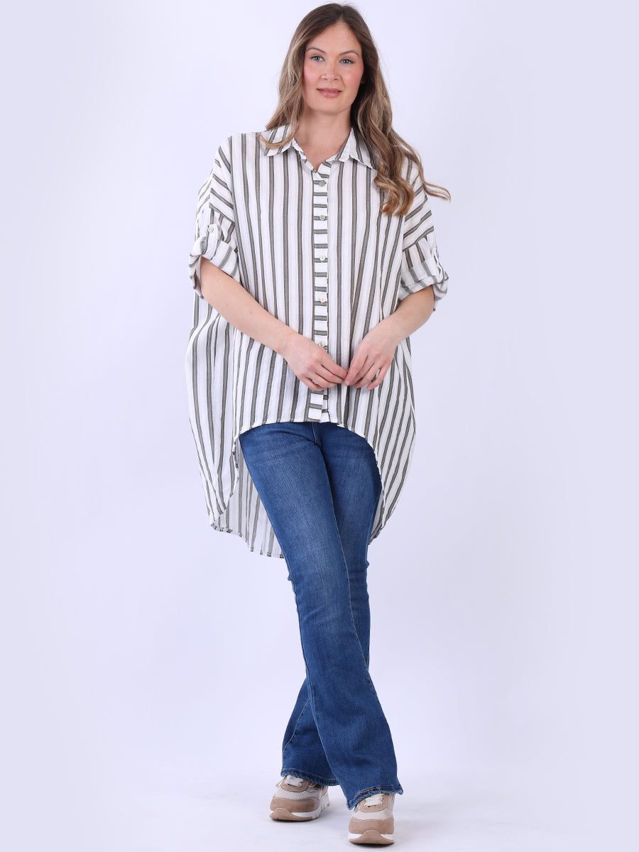 Stripy Cotton Shirt Khaki