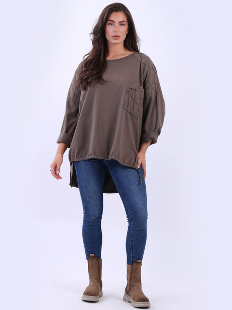 Oversized Batwing Embroidered Top Mocha