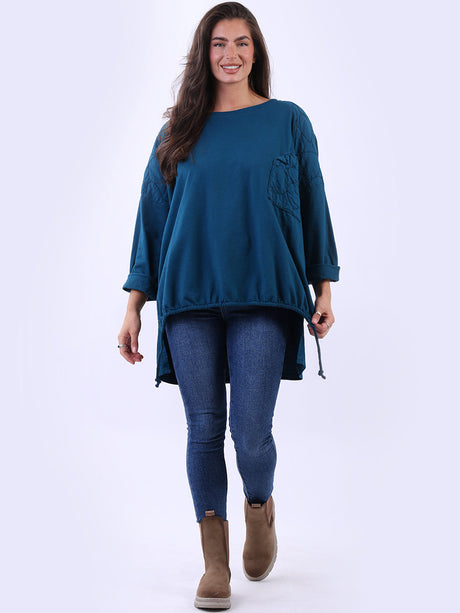 Oversized Batwing Embroidered Top Teal