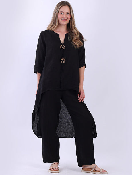 Plain Linen Dress Black