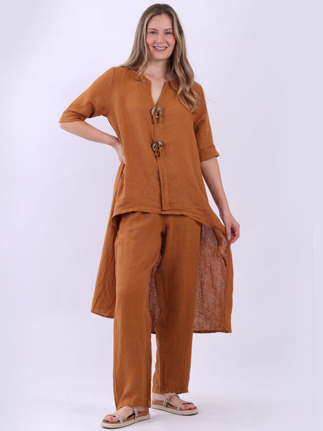 Plain Linen Dress Mustard
