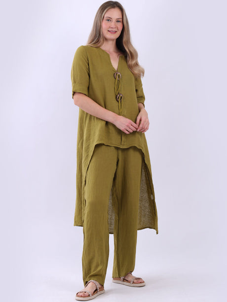 Plain Linen Dress Olive