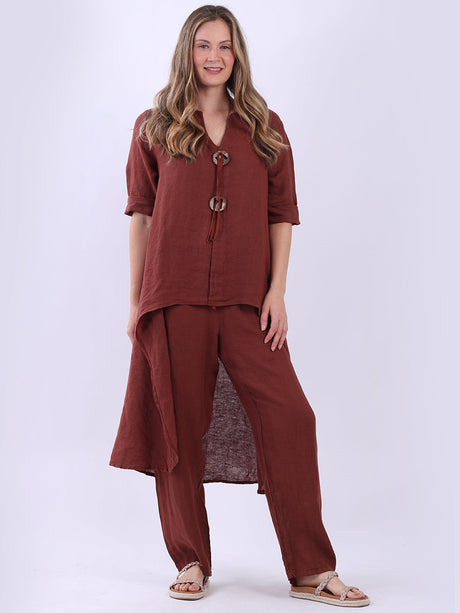 Plain Linen Dress Rust