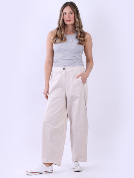 Solid Cotton Trouser Beige