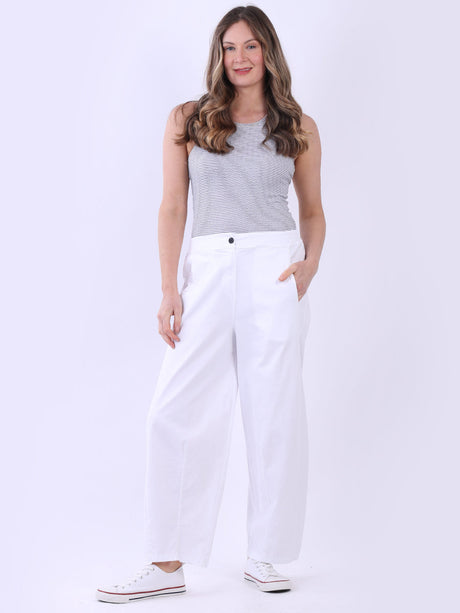 Solid Cotton Trouser White