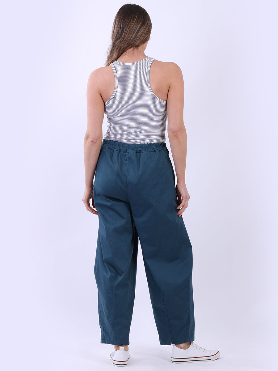 Solid Relaxed Fit Ladies Cotton Trouser