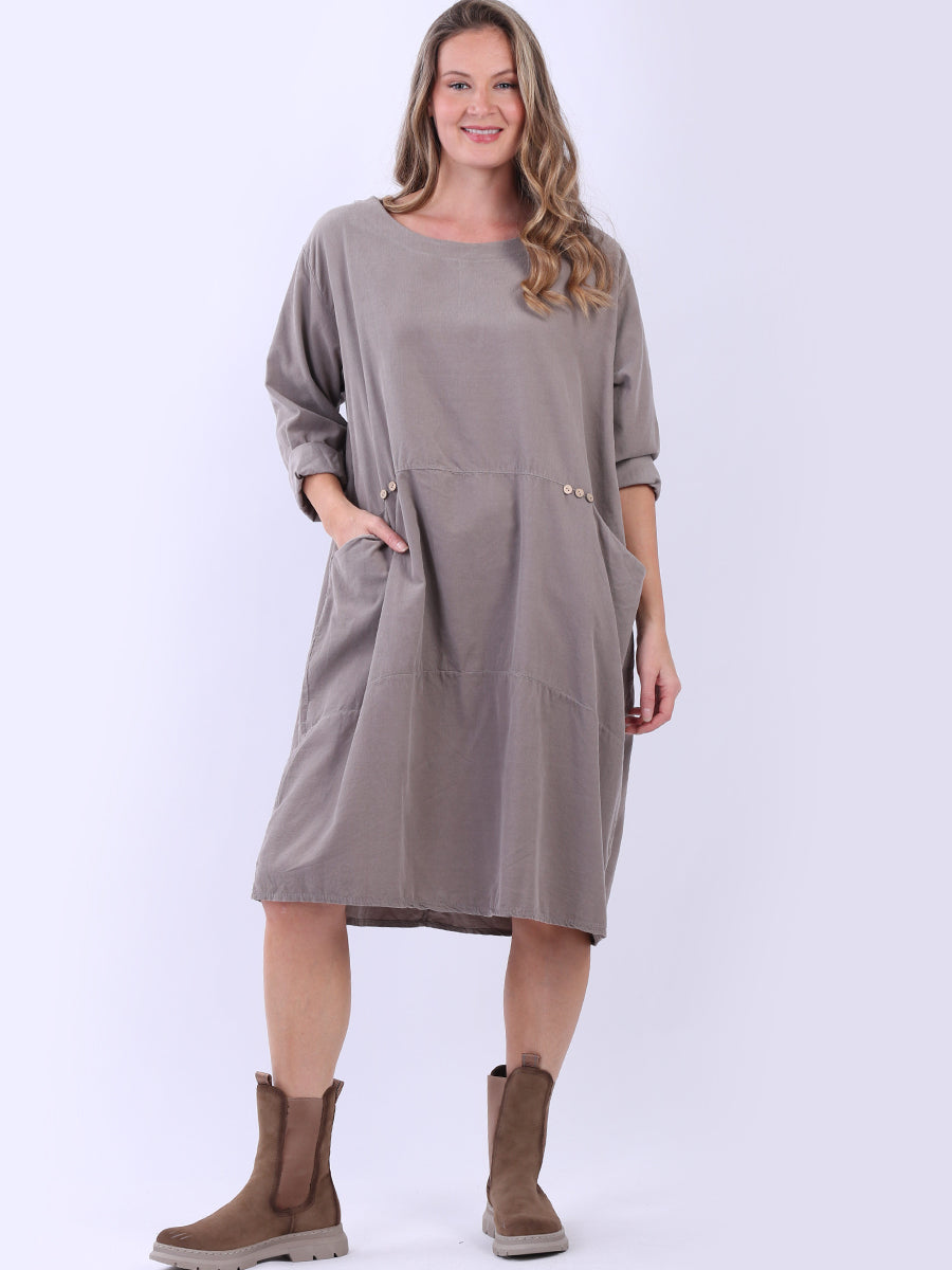 Oversized Solid Cotton Midi Dress Mocha