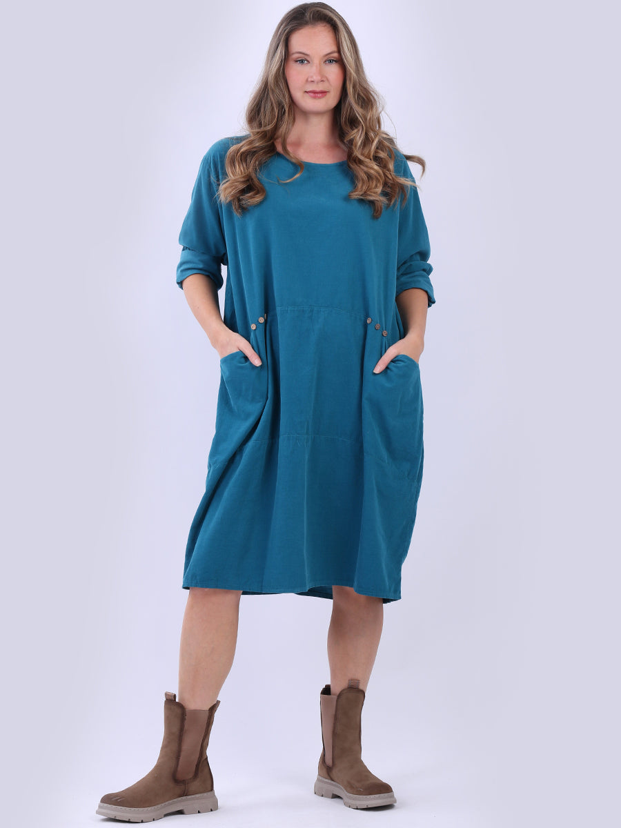 Oversized Solid Cotton Midi Dress Teal