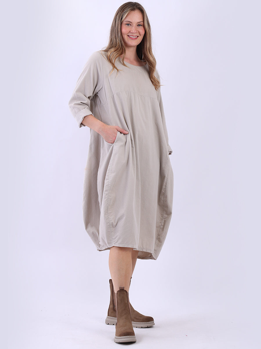 Cotton Corduroy Lagenlook Dress Beige