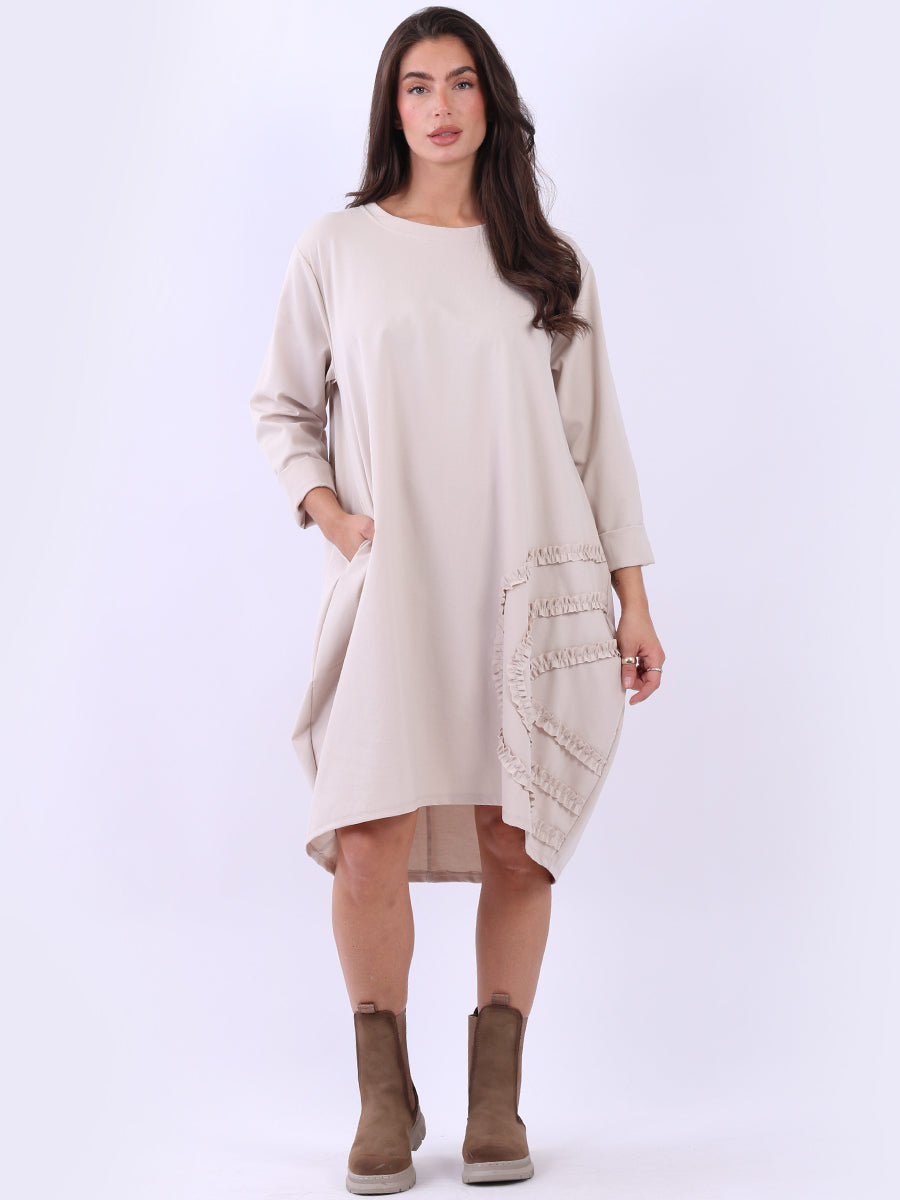 Oversized Solid Midi Dress Beige
