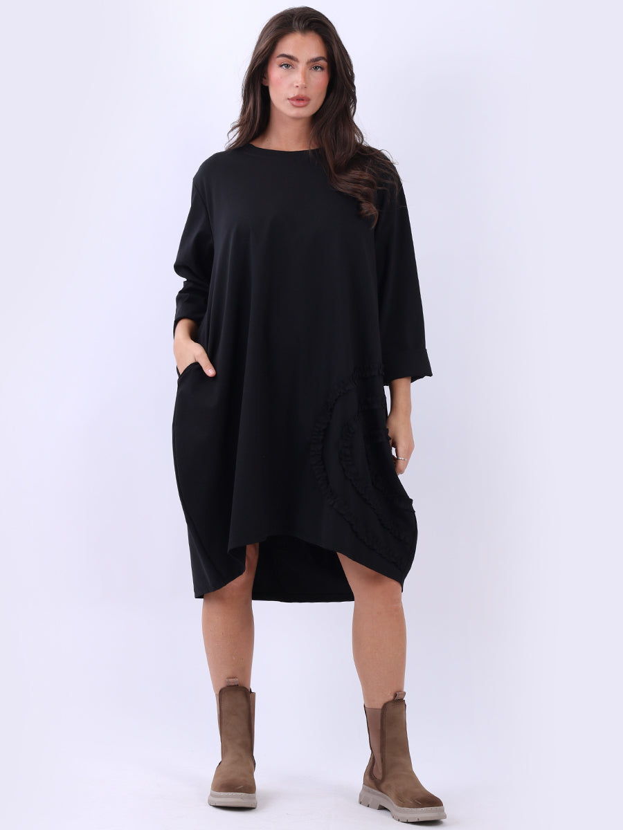 Oversized Solid Midi Dress Black