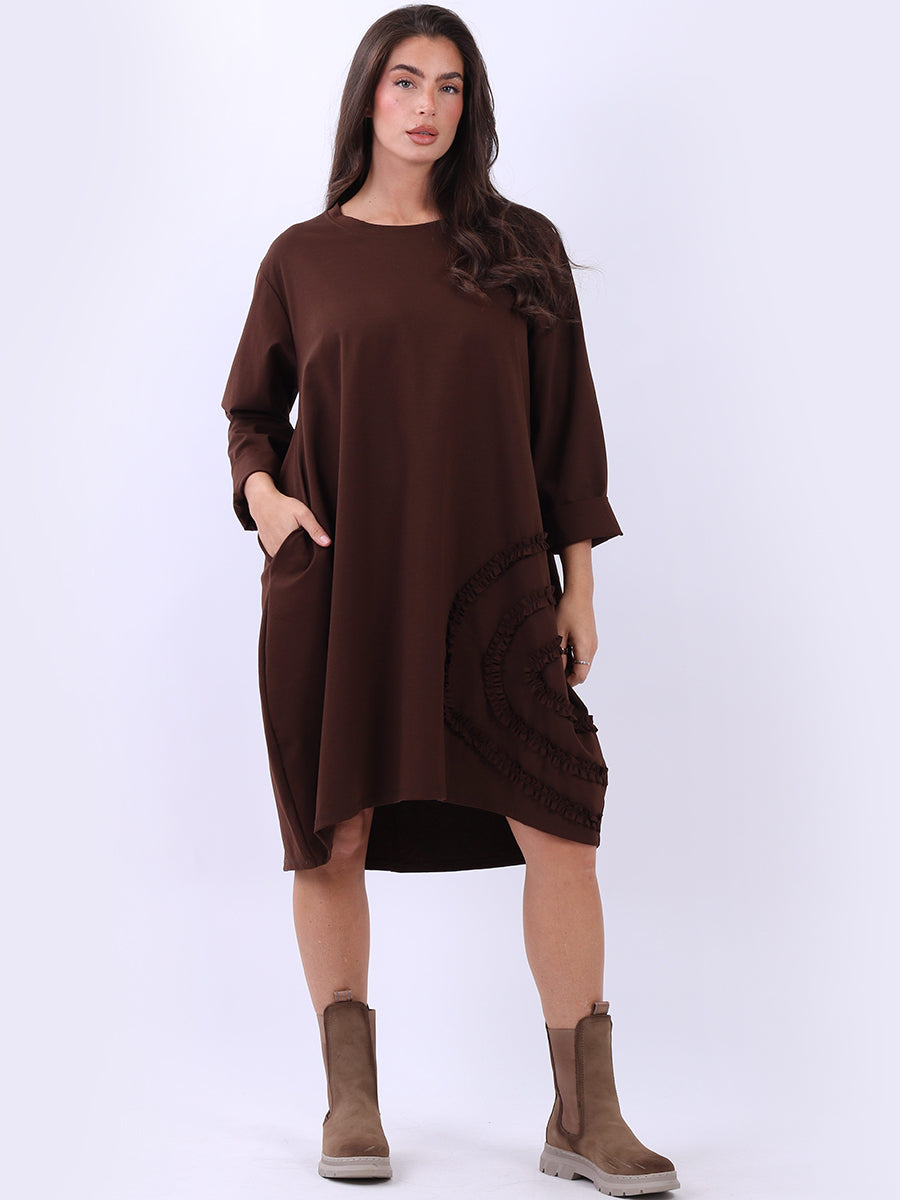 Oversized Solid Midi Dress Chocolate