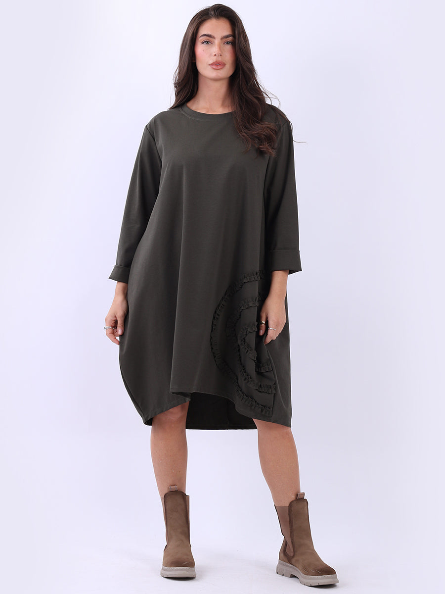 Oversized Solid Midi Dress Khaki