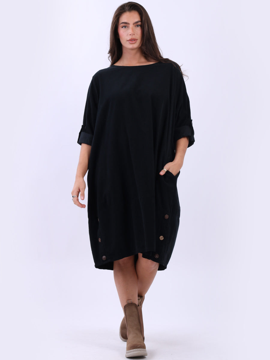Solid Cotton Corduroy Oversized Dress