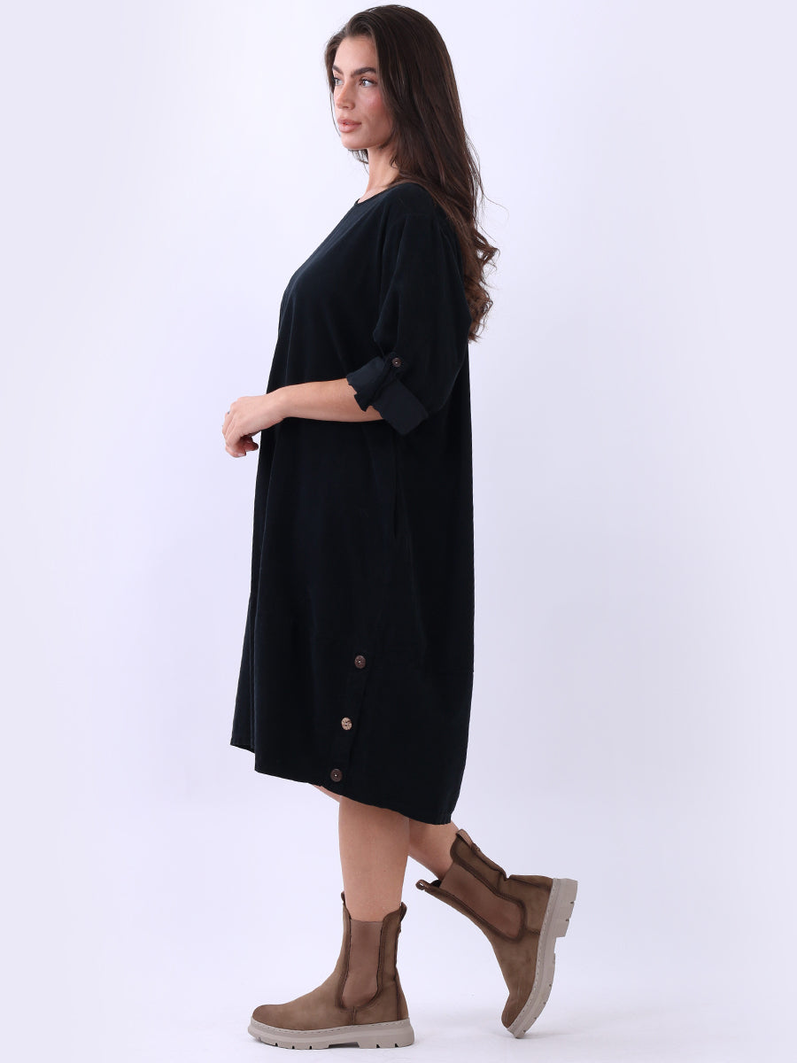 Solid Cotton Corduroy Oversized Dress