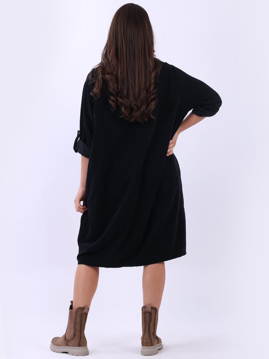 Solid Cotton Corduroy Oversized Dress