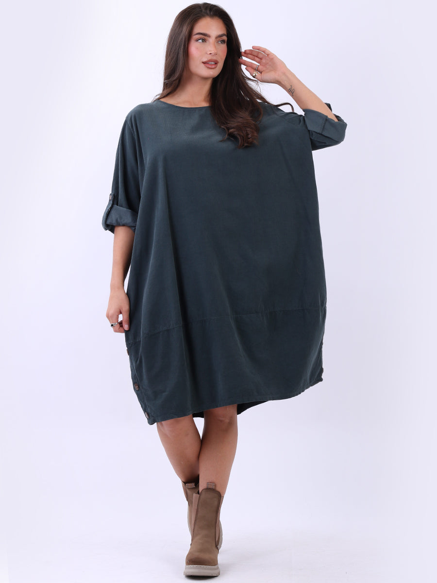 Solid Cotton Corduroy Oversized Dress