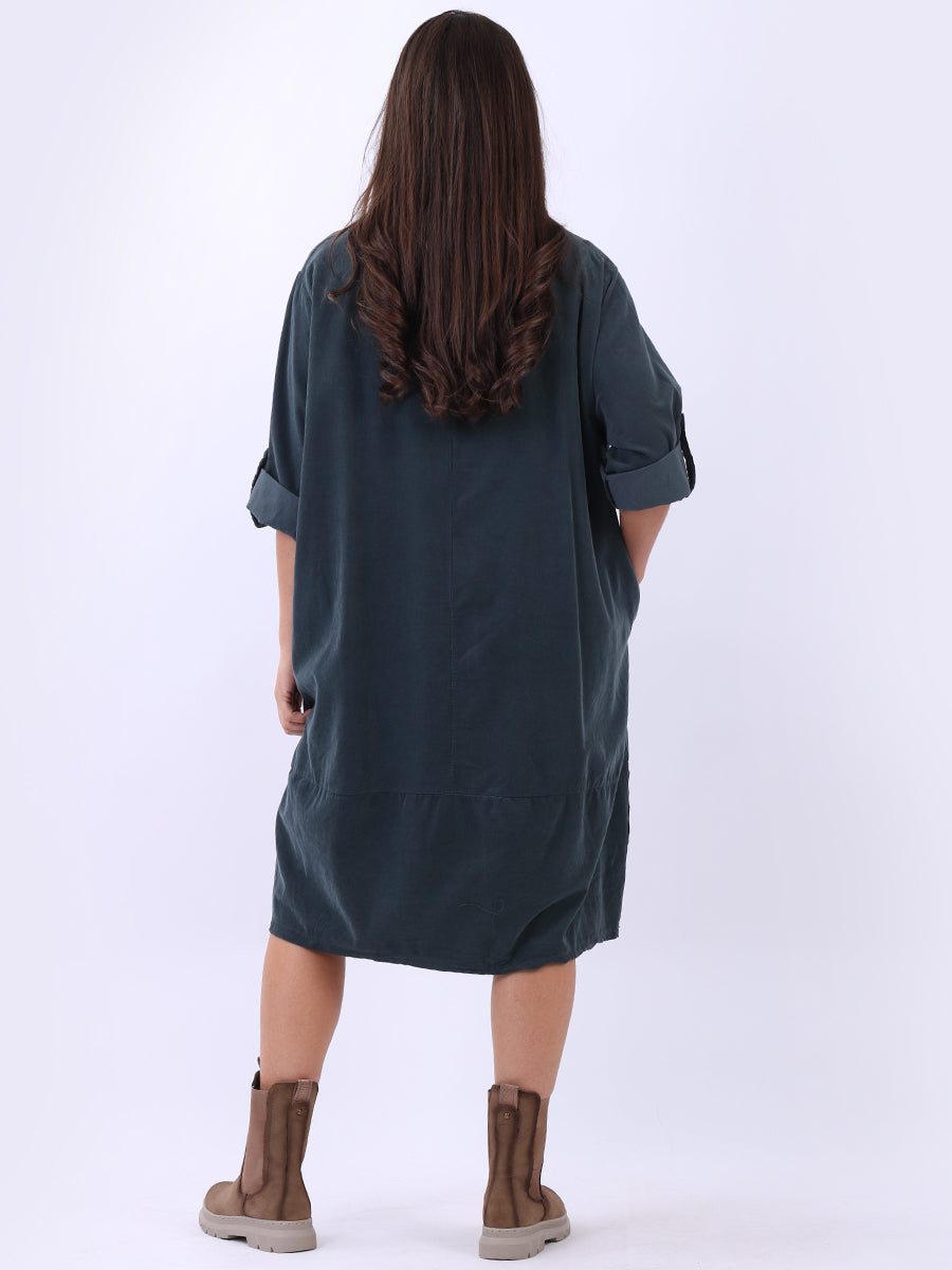 Solid Cotton Corduroy Oversized Dress