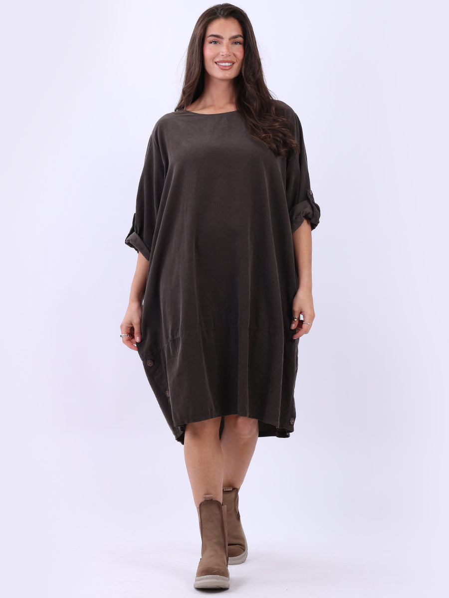 Solid Cotton Corduroy Oversized Dress