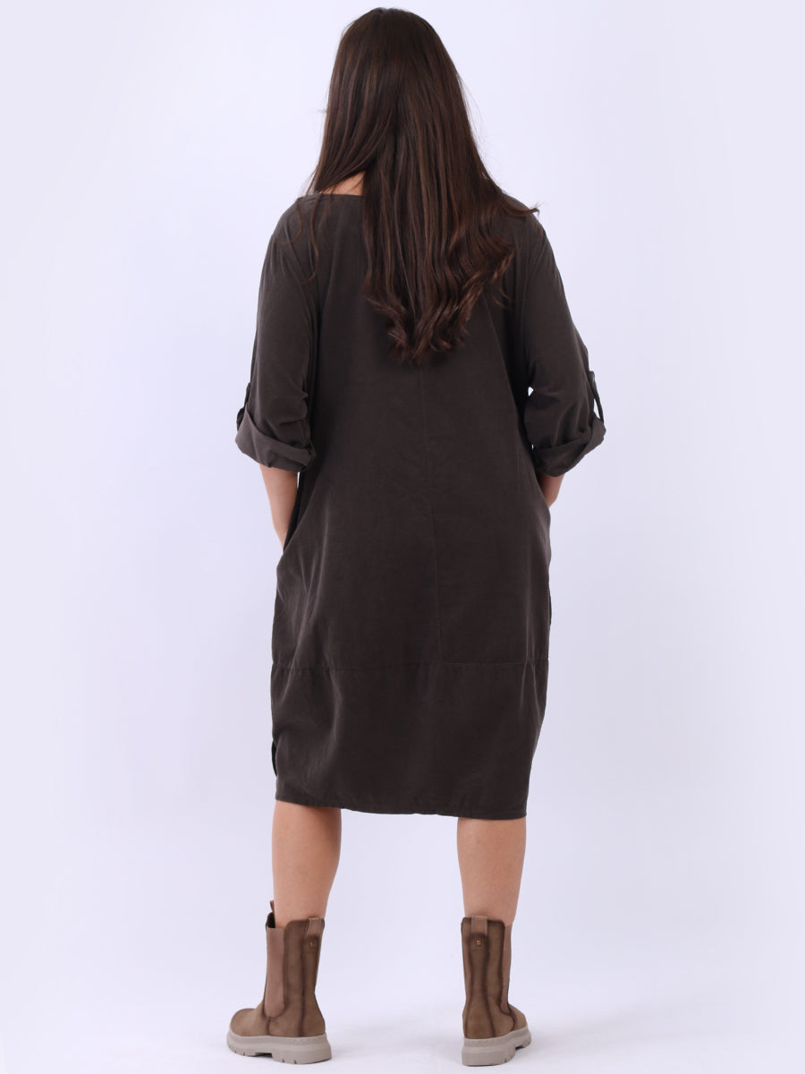 Solid Cotton Corduroy Oversized Dress