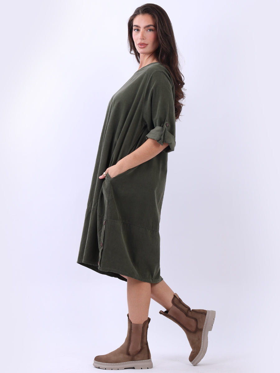 Solid Cotton Corduroy Oversized Dress
