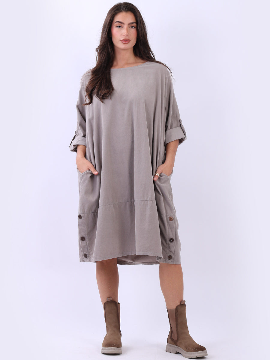 Oversized Corduroy Midi Dress Mocha