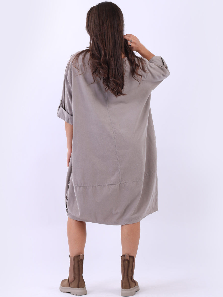Solid Cotton Corduroy Oversized Dress