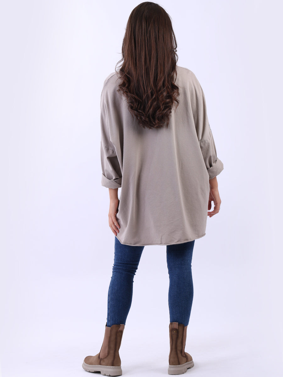 Sequin Ripped Batwing Cotton Oversized T-Shirt