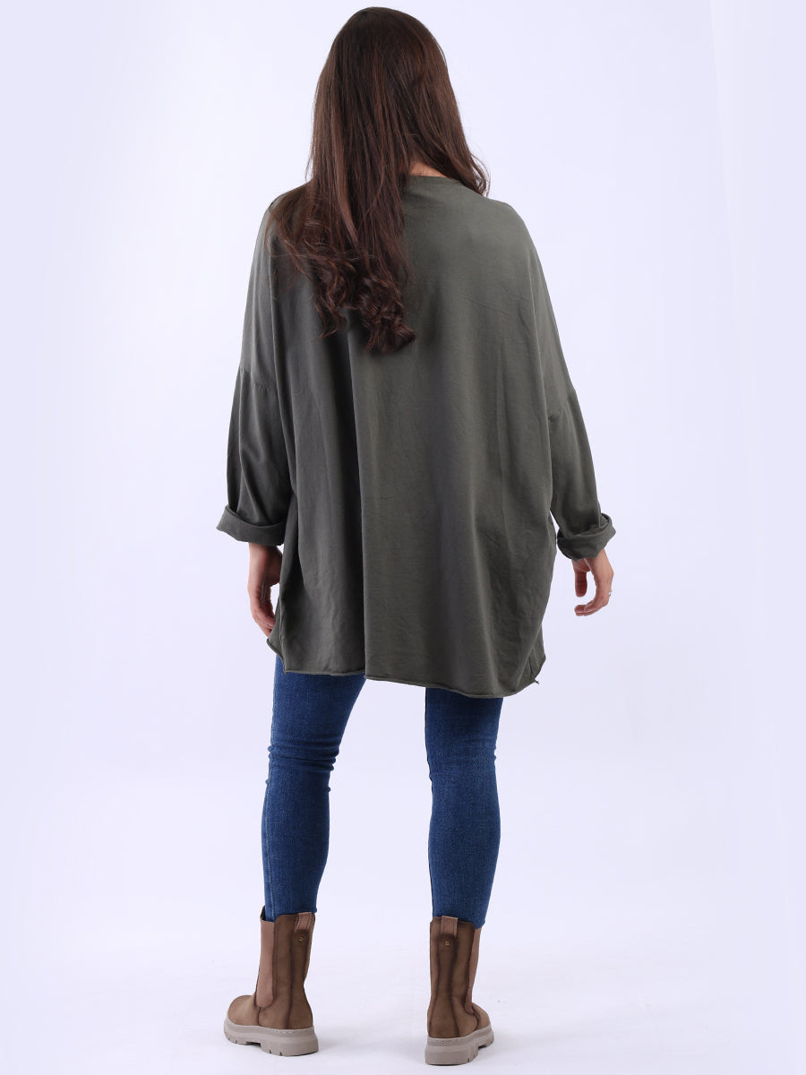 Sequin Ripped Batwing Cotton Oversized T-Shirt