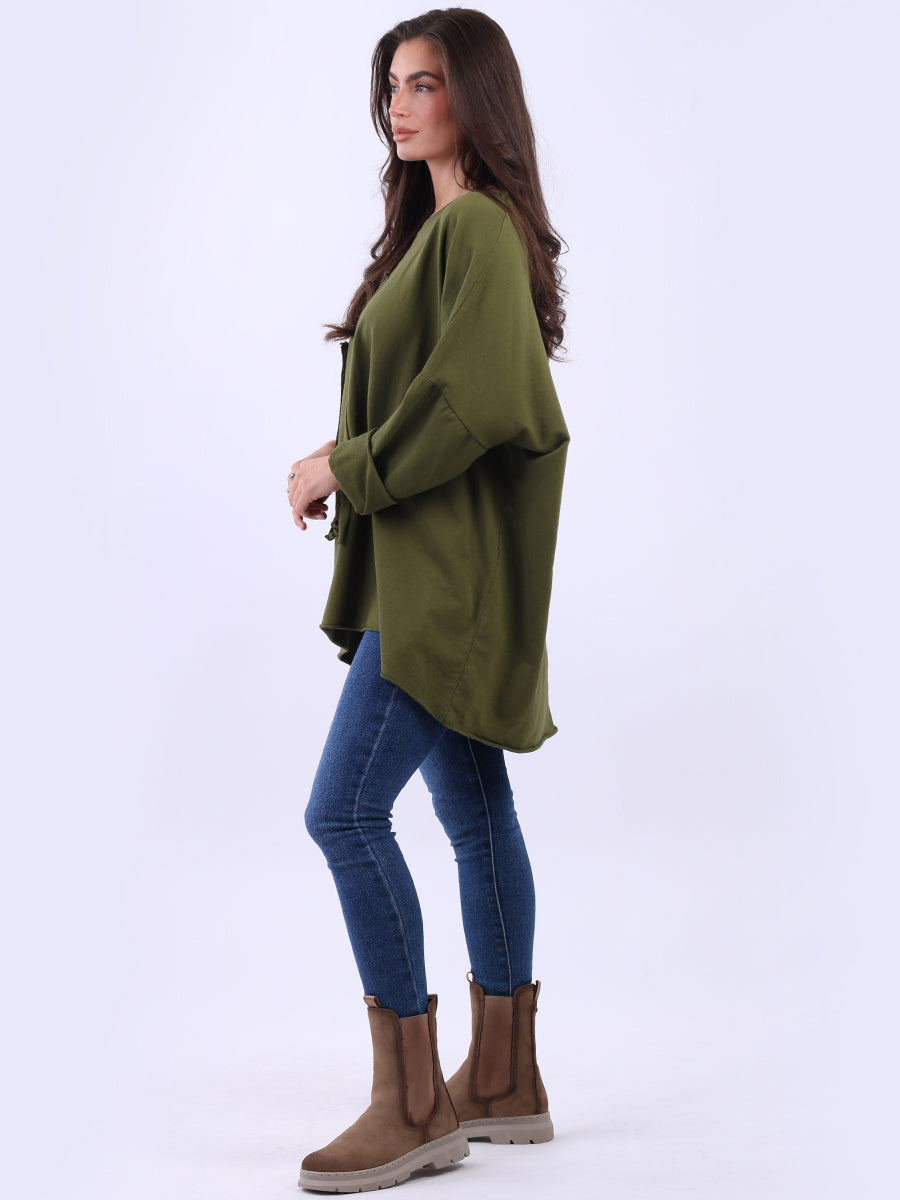 Sequin Ripped Batwing Cotton Oversized T-Shirt