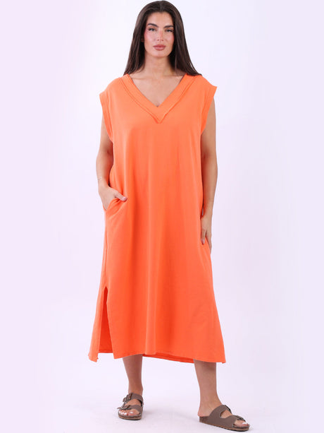 Sleeveless Women Dress Orange