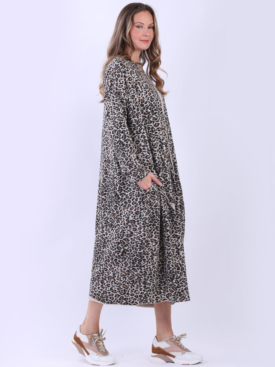 Leopard Print Oversized Midi Cotton Dress