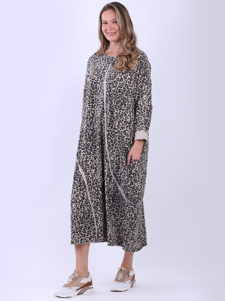 Leopard Print Oversized Midi Cotton Dress