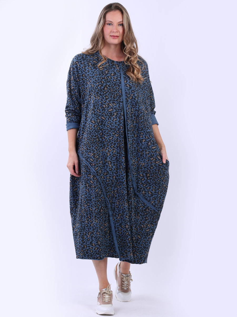Oversized Leopard Print Ladies Dress Denim