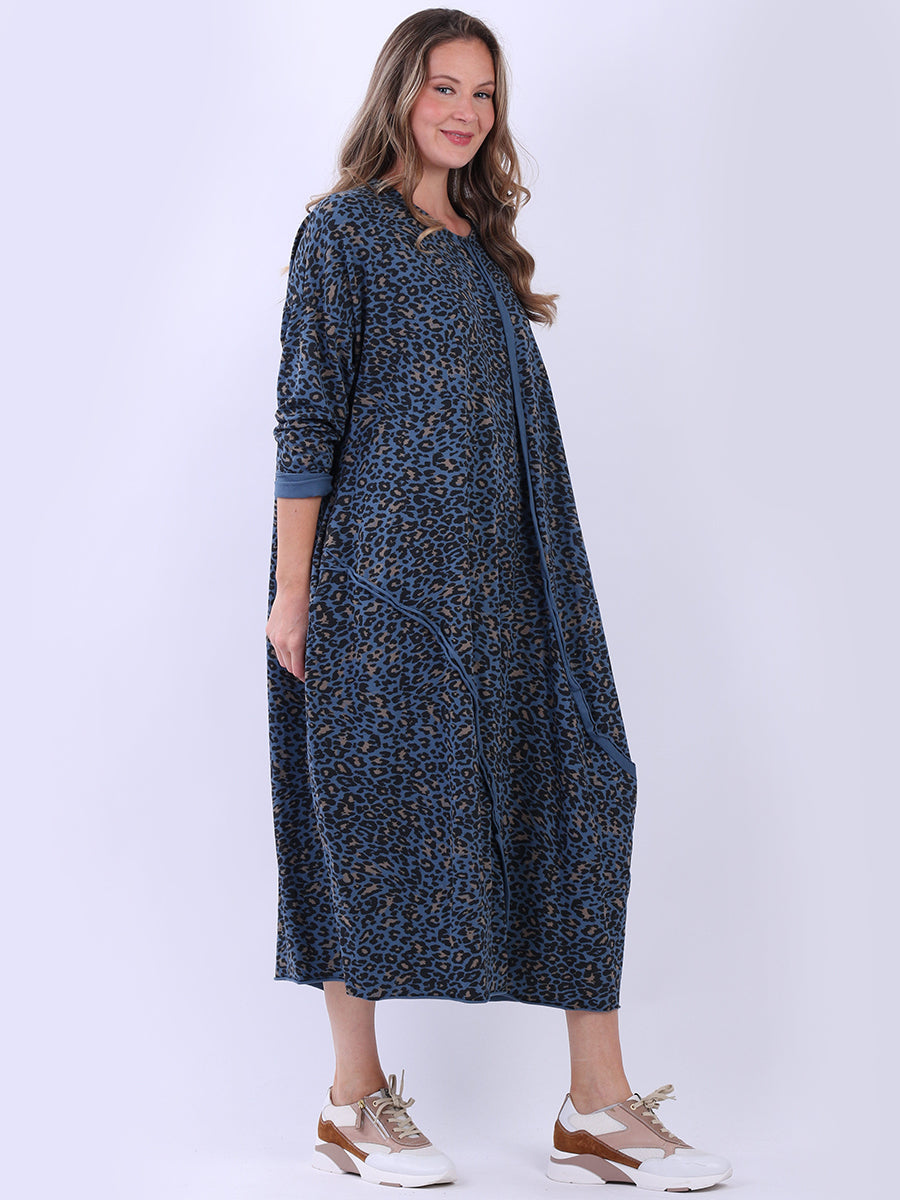 Leopard Print Oversized Midi Cotton Dress